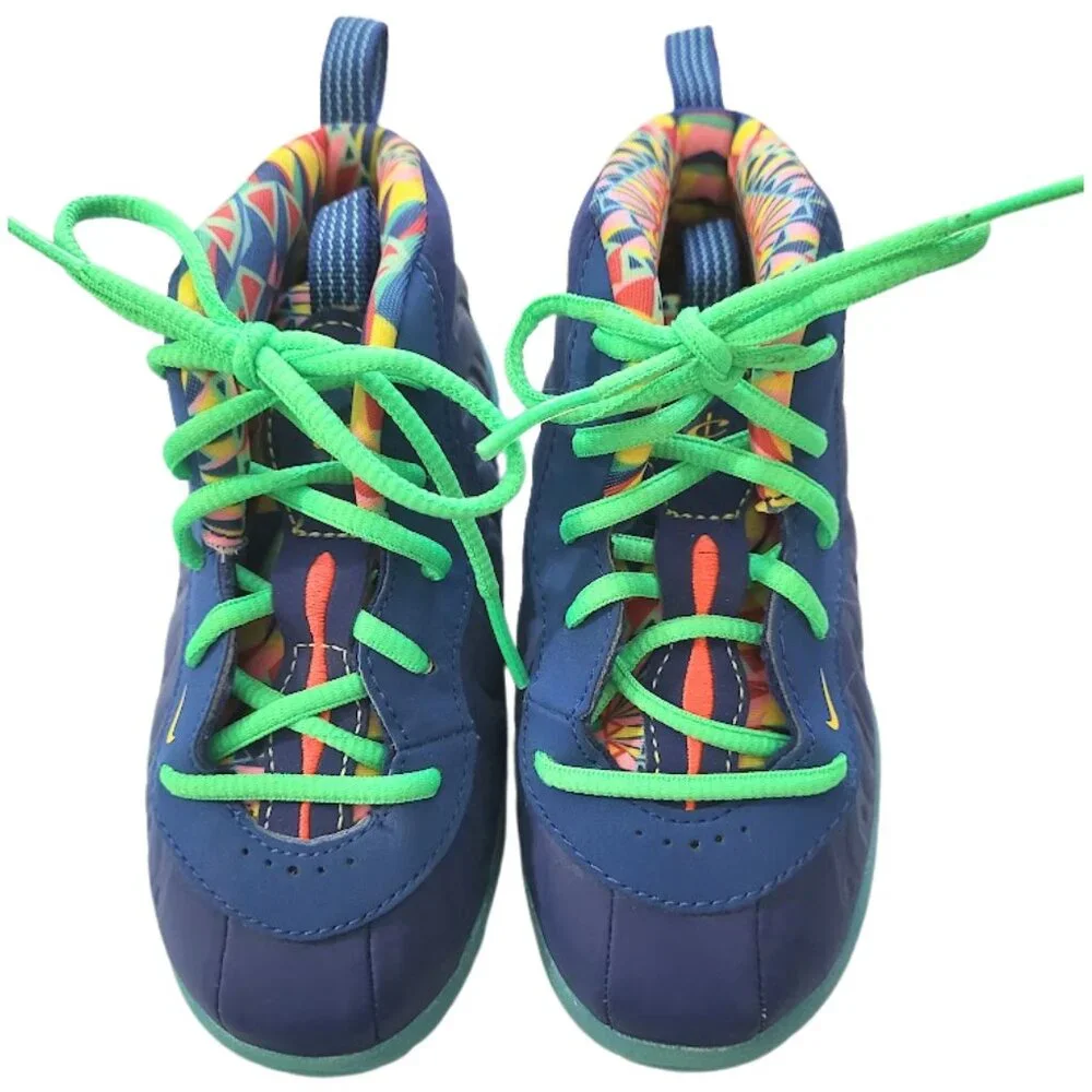 NIKE Blue Multi-Colored Little Posite One “Kaleidoscope” Shoes Toddler Boy's 8C